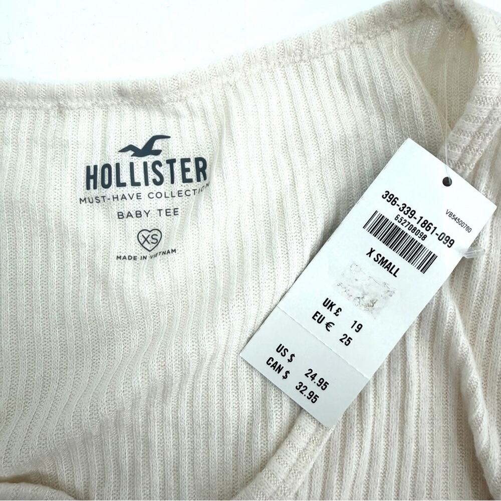 Hollister Ribbed Cinch LS Baby Tee Size XS - Picture 4 of 6